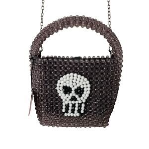 Bouffants &  Broken Hearts beaded skull Handbag purse